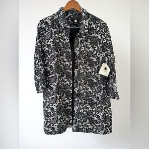 Jessica Black White Floral Jacquard blazer Coat Women’s Size 16